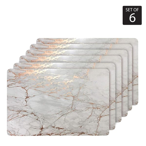 Dainty Home Marble Cork 12 in. x 18" In. Yellows and Golds Cork Rectangle Placemats Set of 6