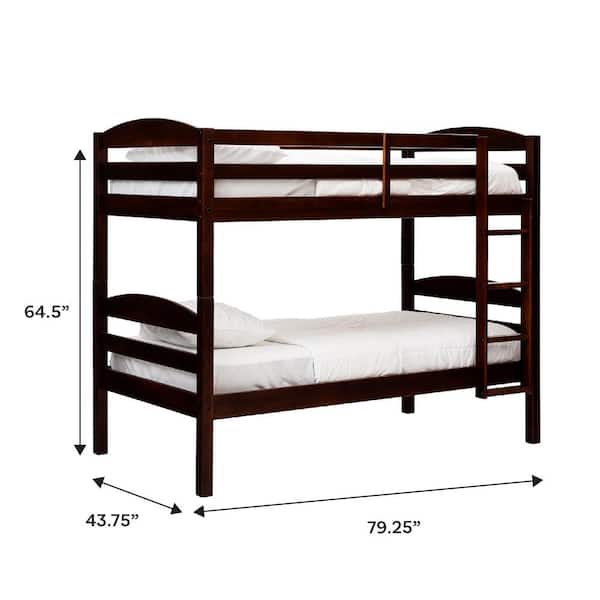 Espresso Traditional Solid Wood Twin Bunk Bed
