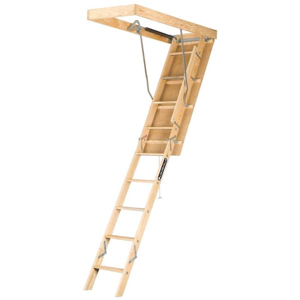 Louisville Ladder Premium Series 8 ft. - 10 ft., 22.5 in. x 54 in. Wood Attic Ladder with 250 lb. Maximum Load Capacity