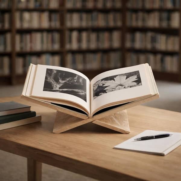 Ivory 18 in. Stone Novelty Bookstand Decorative Tray