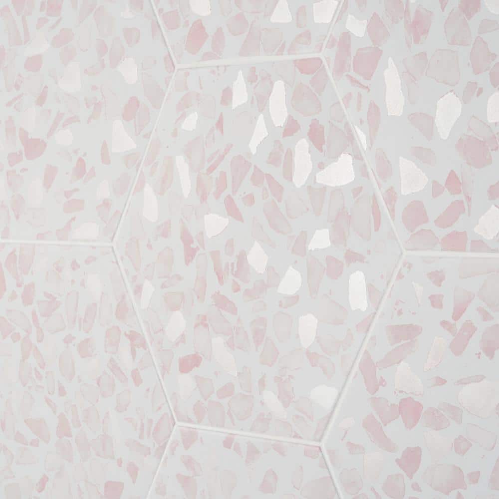 Pink Hexagon Terrazzo Look Porcelain Floor & Wall Tile