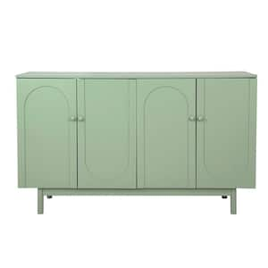 Mint Green Wood Pantry Organizer, Storage Cabinet with 4-Door, Pine Legs, Solid Wood Pulls and MDF