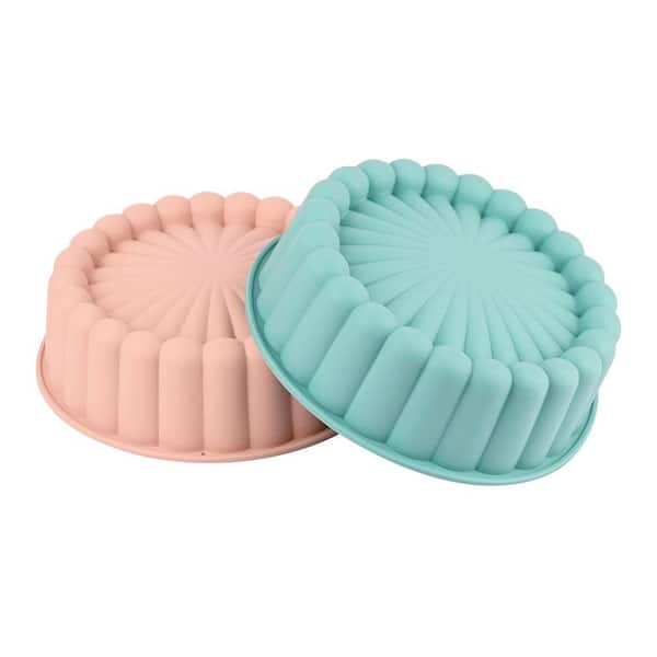 Charlotte 2-Pack 8-Cup Silicone Nonstick Round Cake Pan for Cheesecake Chocolate Rainbow Cakes Tart Pie