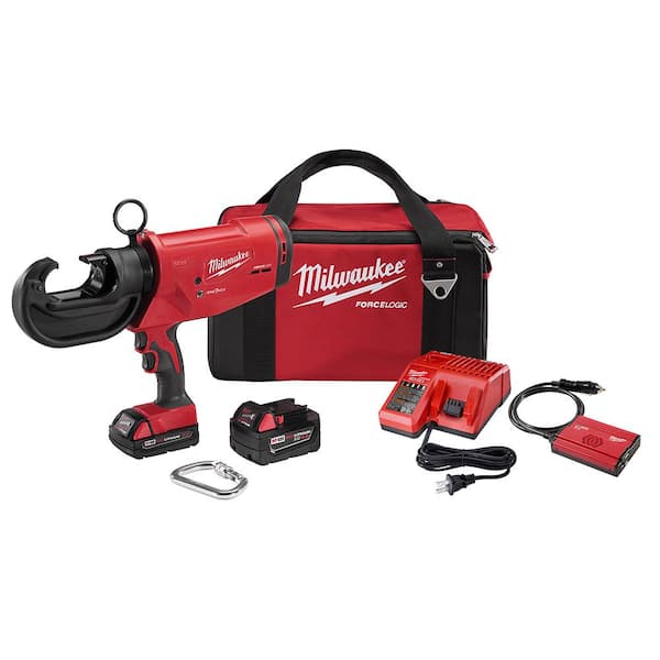 Milwaukee M18 18V Lithium-Ion Cordless FORCE LOGIC 12 Ton Utility Crimper W/ (2) Batteries, Charger, Tool Bag
