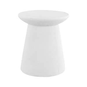 Hollie 18 in. Minimalist Modern Drum Accent Table Pedestal, White Frosted