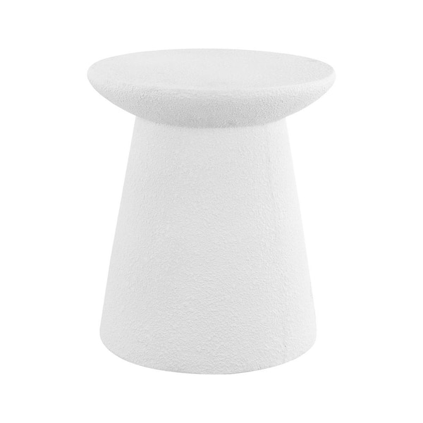 Hollie 18 in. Minimalist Modern Drum Accent Table Pedestal, White Frosted