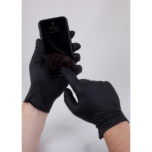 Disposable Nitrile Gloves, Black, M, 40-Ct.