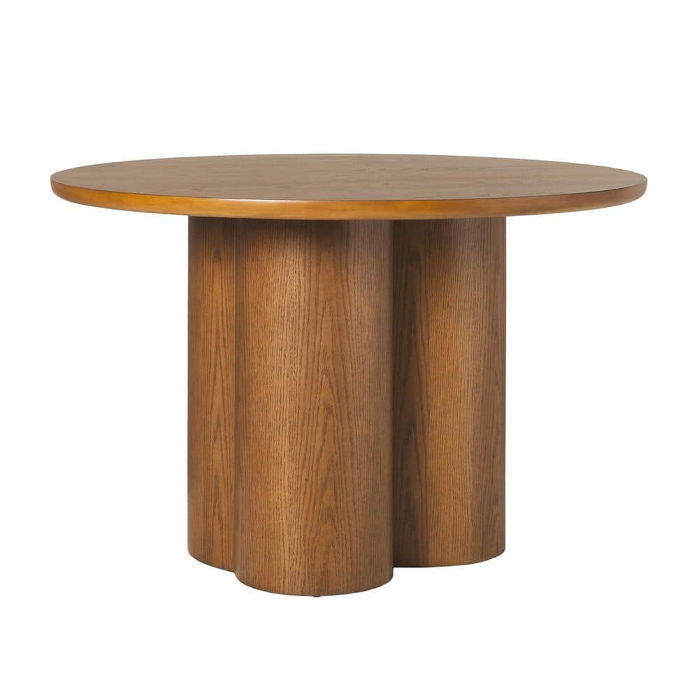 Modern Round White Oak Solid Wood Veneer 47 in. Pedestal Base Dining Table for 4 price history on PriceWatchPro