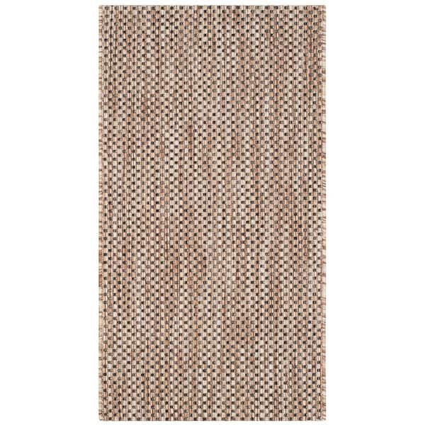 SAFAVIEH Courtyard Natural/Black 2 ft. x 4 ft. Solid Indoor/Outdoor Patio Area Rug