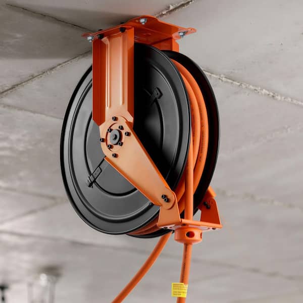 1/2 in. x 50 ft. Retractable Air Hose Reel, Rubber Hose, Heavy-Duty Steel, Max 300 PSI, Ceiling/Wall Mount, 2025 Update