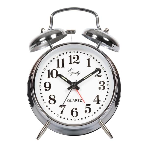 Silver Quartz Analog Twin Bell Alarm Clock 