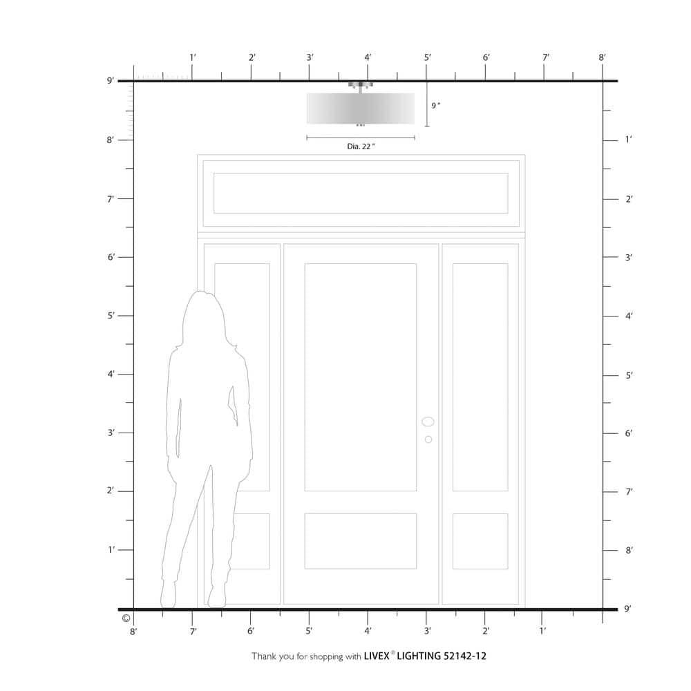 Satin Brass 5-Light Semi-Flush Drum Ceiling Fixture with Off-White Shade