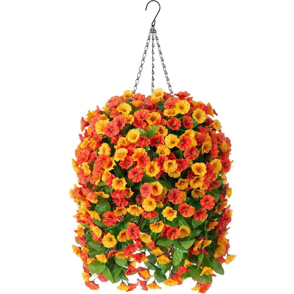 25 in. Orange Indoor/Outdoor Artificial Artificial morning glory