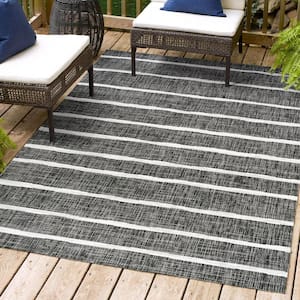 Colonia Berber Stripe Black/Ivory 3 ft. x 5 ft. Indoor/Outdoor Area Rug