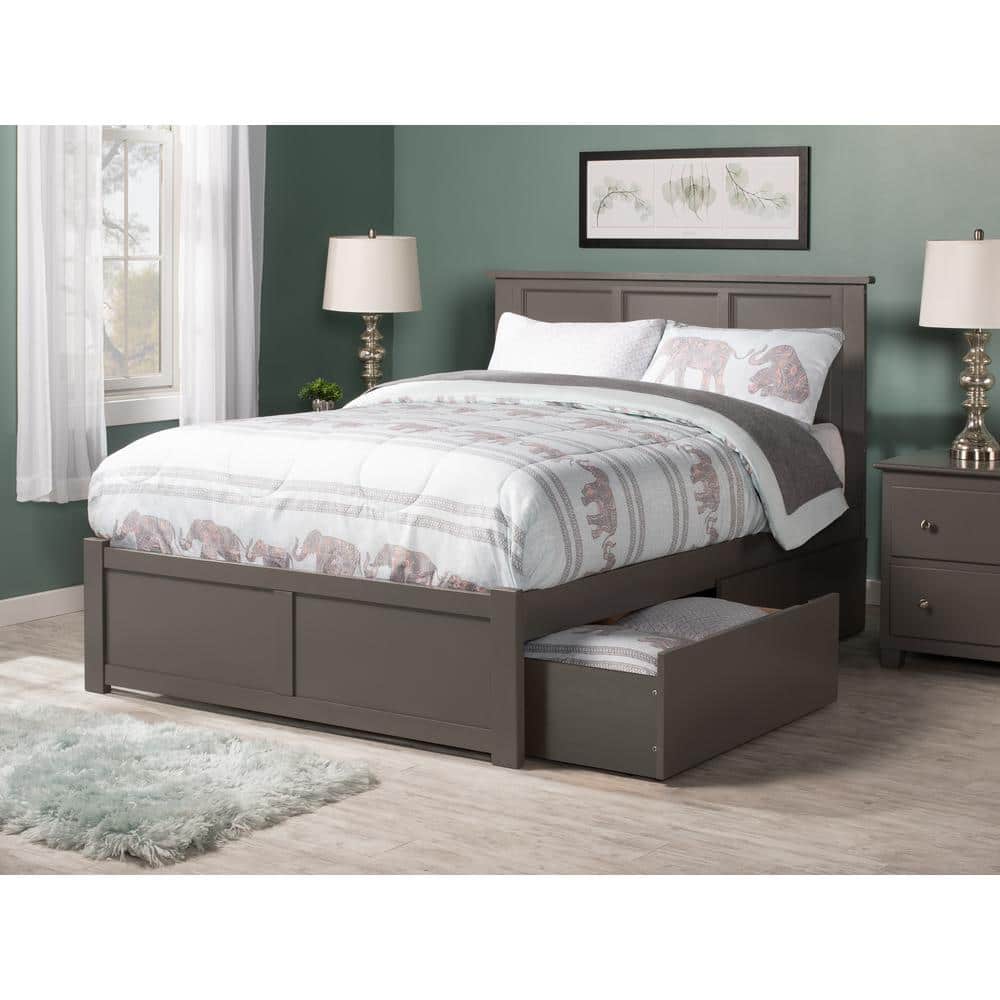 Madison Medium Stained Wood King Bed with Storage Drawers