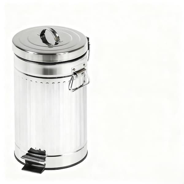 1.3 gal. Galvanized steel Farmhouse Retro Metal Trash Can with Lid