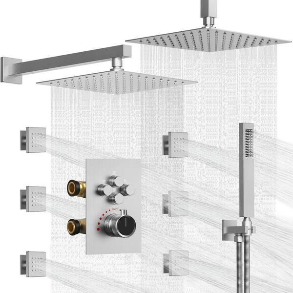 EVERSTEIN 4Spray Ceiling Mount Dual Shower Head and Handheld Shower 2.