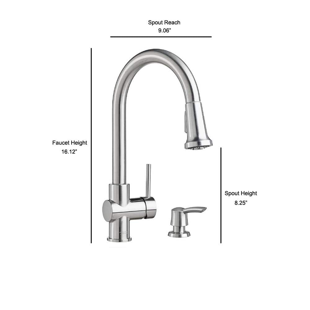 Stainless Steel Single-Handle Pull-Down Kitchen Faucet with Soap Dispenser