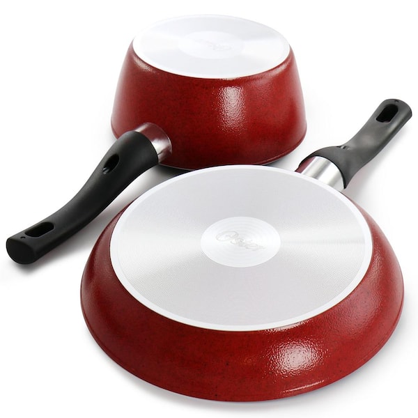 Oster 8 inch and 10 inch Nonstick Frying Pan Set in Speckled Red 950119692M