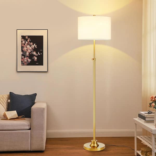 KAWOTI 63.5 in. Antique Brass Adjustable Standard Floor Lamp with