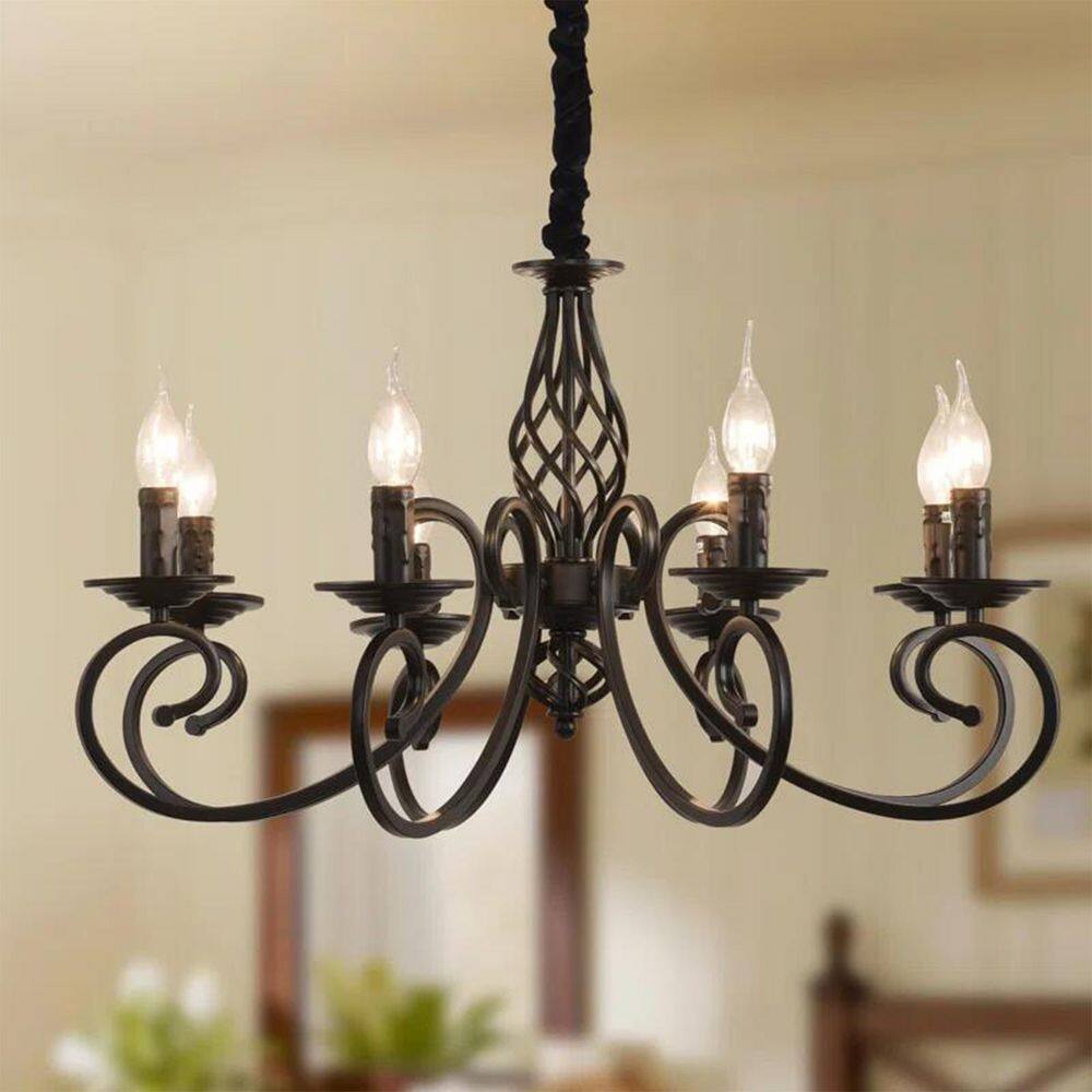 8 Light Black Retro Dimmable Empire Candle Chandelier for Living Room Dining Room Bedroom Kitchen, No Bulbs Included price history on PriceWatchPro