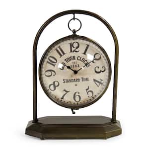 Pendulum Sphered Distressed Gold Table Clock