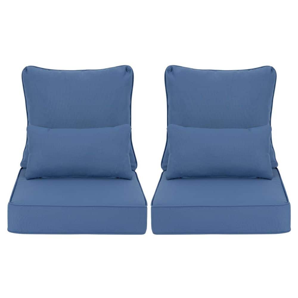 24 in. x 24 in. Outdoor Deep Seating Lounge Chair Cushion in Blue (Set of 6) (2 Back 2 Seater 2 Pillow) price history on PriceWatchPro