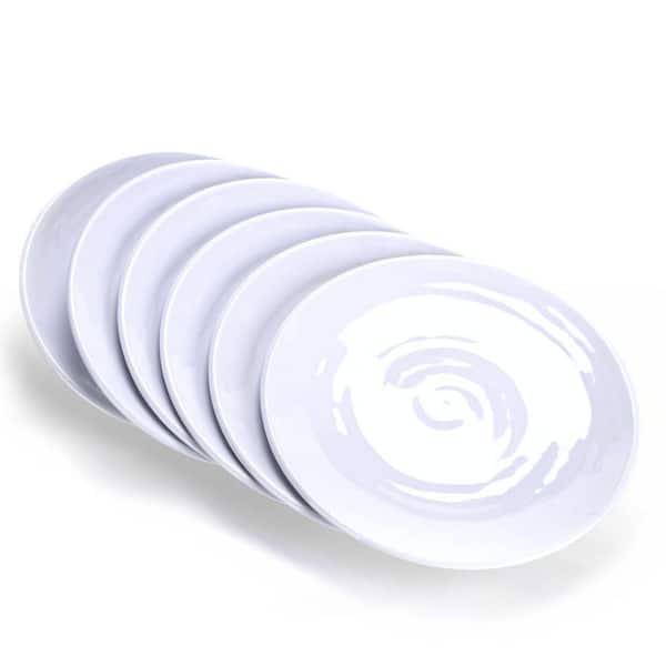 6 Pieces 11 in. White Plastic Dinner Plates, Unbreakable and Reusable Plastic Dinnerware with Ceramic Feel, BPA Free
