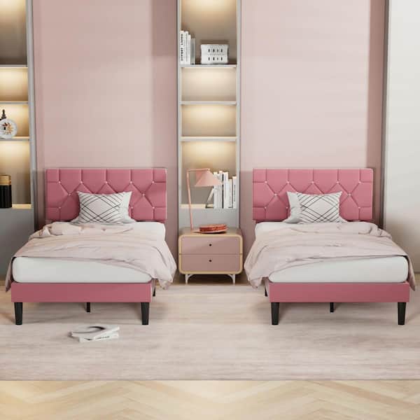 ベッドフレーム Single  bed plus  mattress and storage VECELO Upholstered Bed, Platform Bed with Adjustable