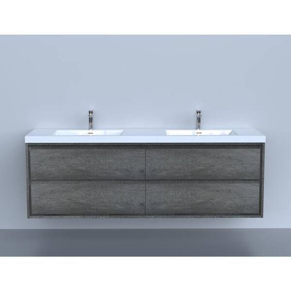 Sage 72 Double Sink Wall Mounted Modern Vanity