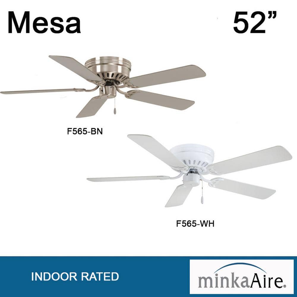 52-Inch Brushed Nickel Low Profile Ceiling Fan with Silver Blades