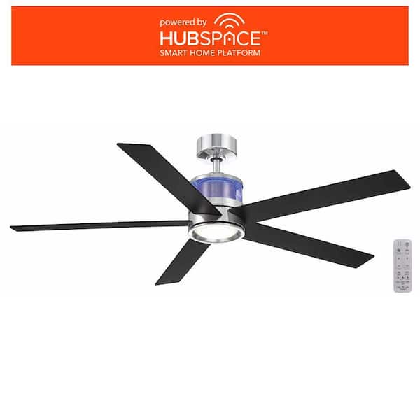 Sereno 56 in. Indoor Chrome DC Motor Ceiling Fan with Adjustable White LED with RBG Uplight with Remote Included