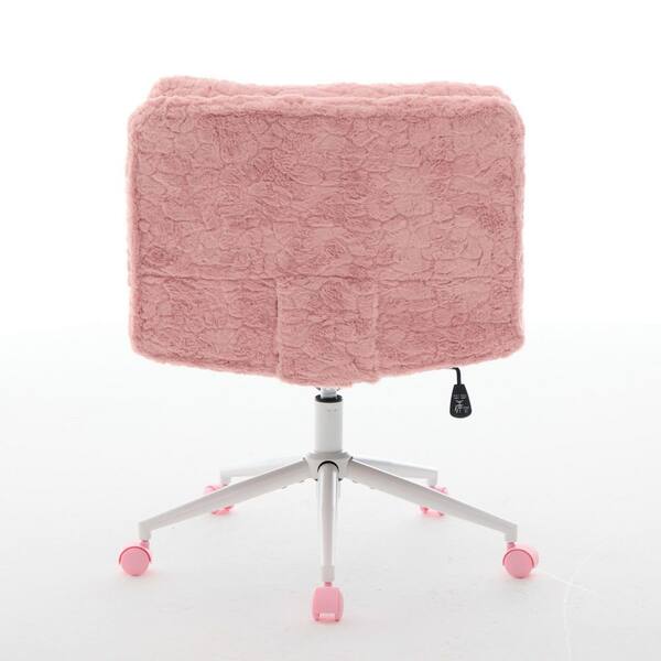 【限定割引中！！】if  swivel chair【新品・未使用】 Faux Fur Fabric Adjustable Height Ergonomic Office Chair in Pink