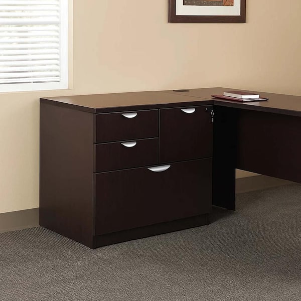 Ley 4-Drawer Mocha Brown Wood 22 in. W Lateral File Cabinet