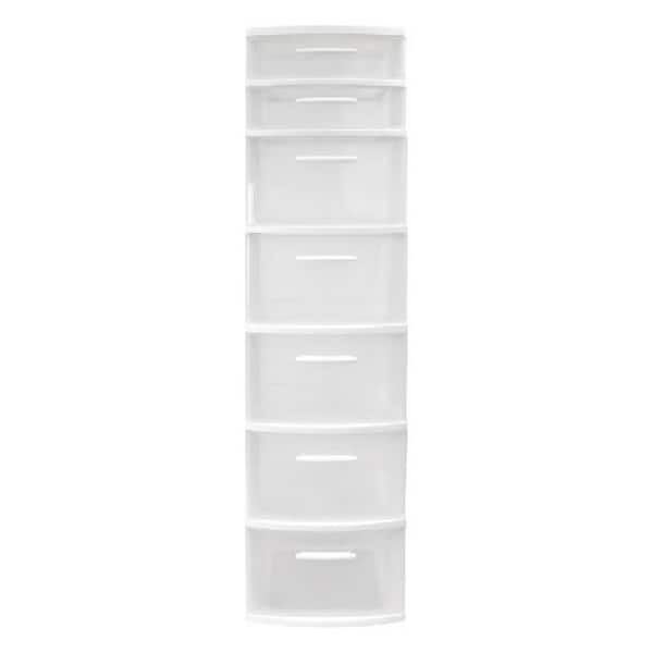 MQ 12.5 in. W x 47.2 in. H x 14.5 in. D 7-Drawer Resin Storage Cabinet in White and Clear
