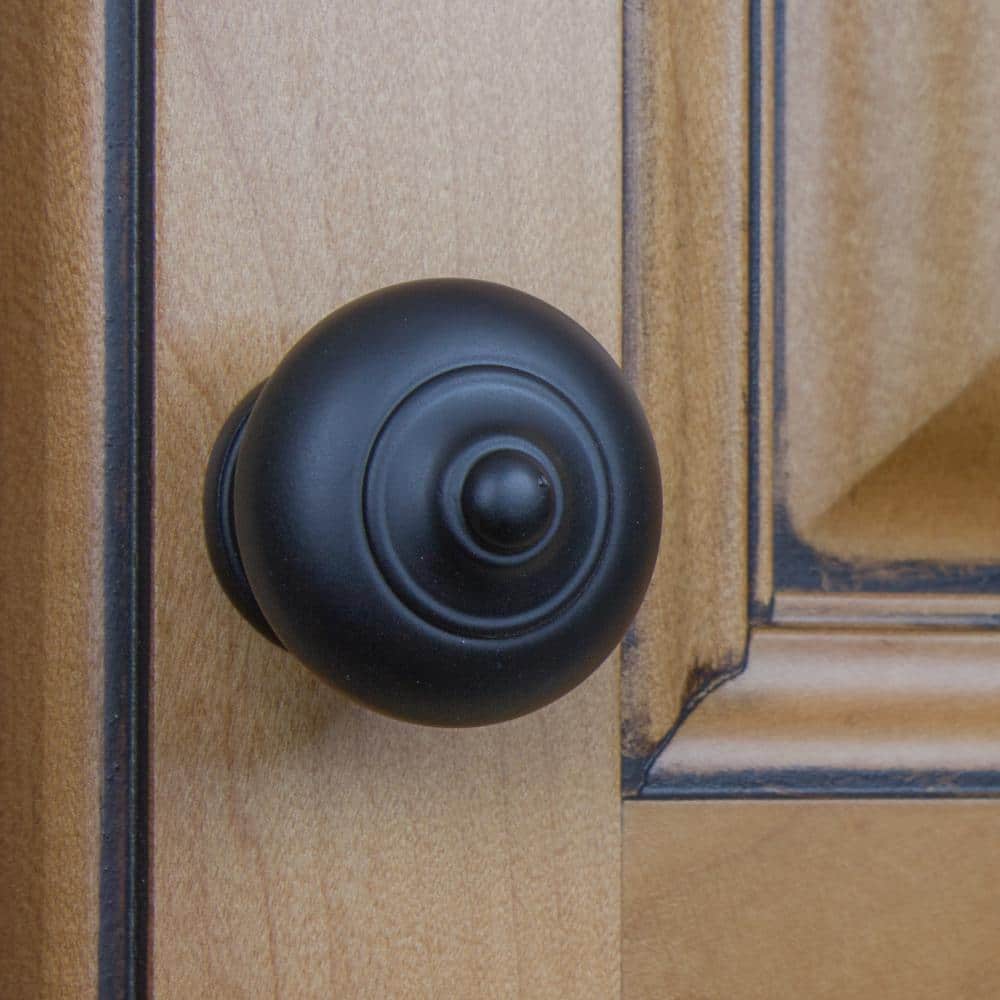 Matte Black Round Mushroom Cabinet Knob with Mounting Hardware