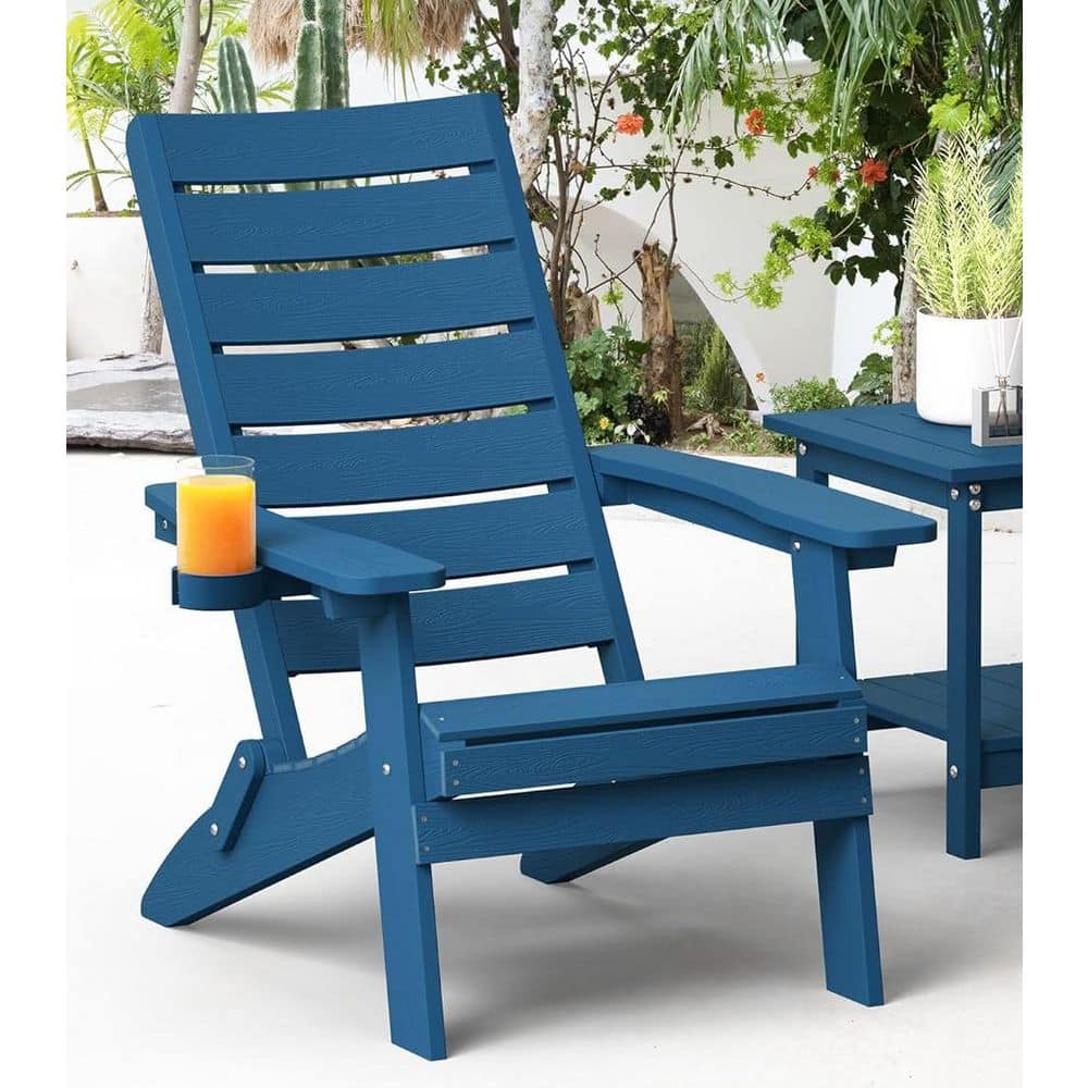 All-Weather HIPS Navy Blue Folding Plastic Patio Adirondack Chair for Outdoor price history on PriceWatchPro