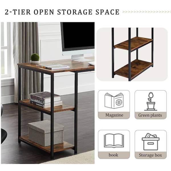 Tribesigns Computer Desk with Storage Shelf, 47 inch Home Office Desk with  Printer Stand & 23 inch Bookcase, Writing PC Table with Space Saving Design