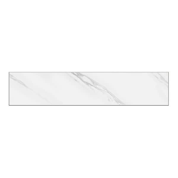 MURELLA White Marble Plank 5 in. x 24 in, SPC Peel and Stick Backsplash ...