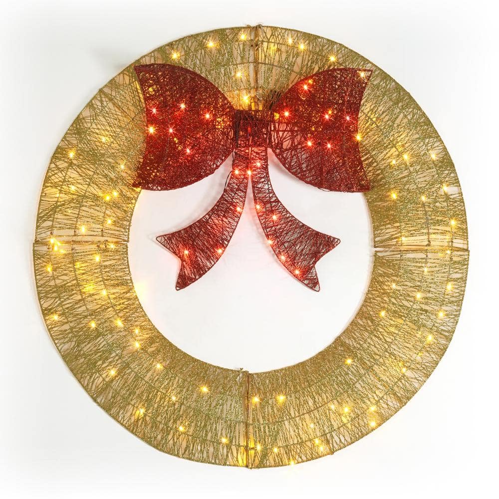 4 ft. Gold Pre-Lit Foldable Lighted Artificial Christmas Garland with LED Lights and Red Bow price history on PriceWatchPro