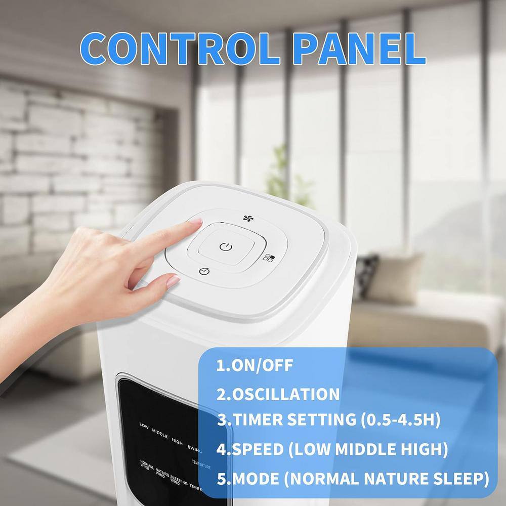 White Bladeless Remote Controlled Oscillating Floor Fan with Adjustable Height
