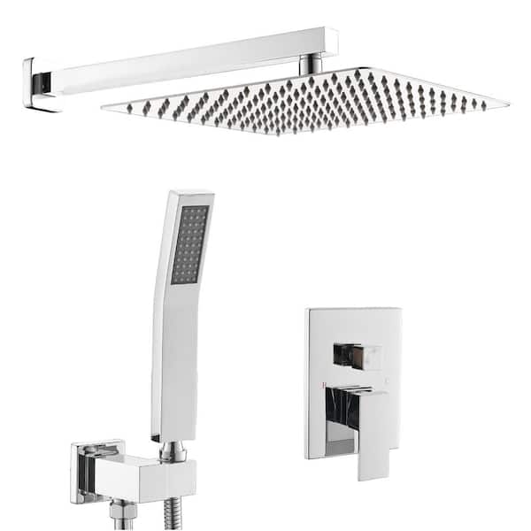 Lukvuzo Bathroom Luxury Rain Pull-Out Spray Single Wall Mount and Handheld Shower Head GPM in Polished Chrome