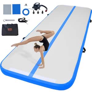 Gymnastics Air Mat 4 in. Thickness Inflatable Gymnastics Tumbling Mat with Electric Pump, 10 ft, Blue