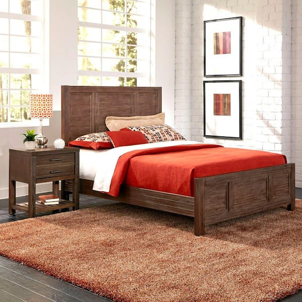 Home Styles Barnside King Bed Set and Nightstand (2-Piece) Set in Aged Finish