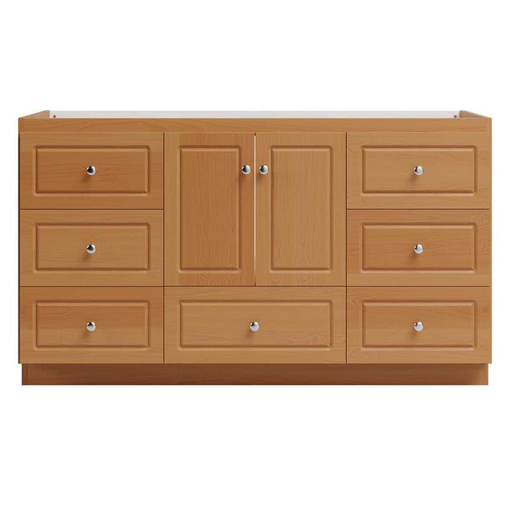 Ultraline 60 in. W x 21 in. D x 34.5 in. H Bath Vanity Cabinet without Top in Natural Alder
