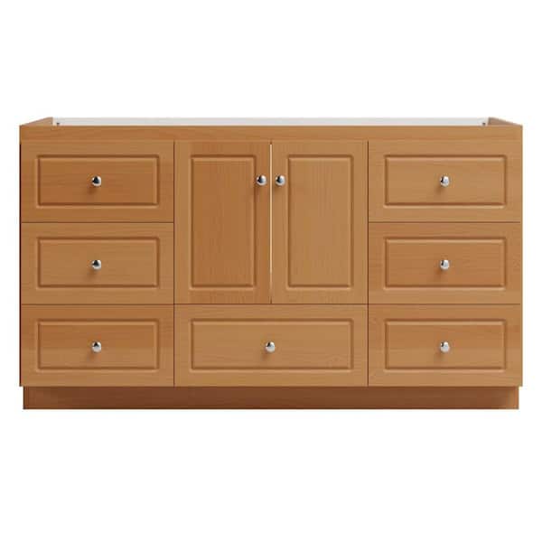 Ultraline 60 in. W x 21 in. D x 34.5 in. H Bath Vanity Cabinet without Top in Natural Alder