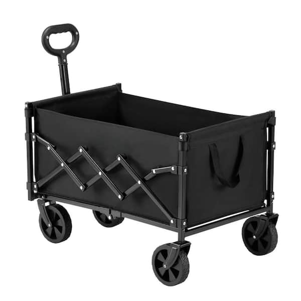 Collapsible Folding Wagon with Wheels, 225 lbs. Capacity Portable Utility Cart for Garden and Camping Serving Cart