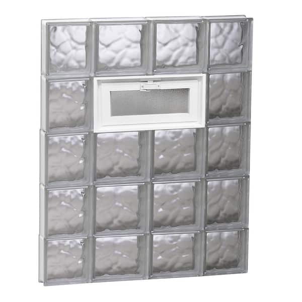 Clearly Secure 27 in. x 36.75 in. x 3.125 in. Frameless Wave Pattern Glass Block Window with Hopper Vent