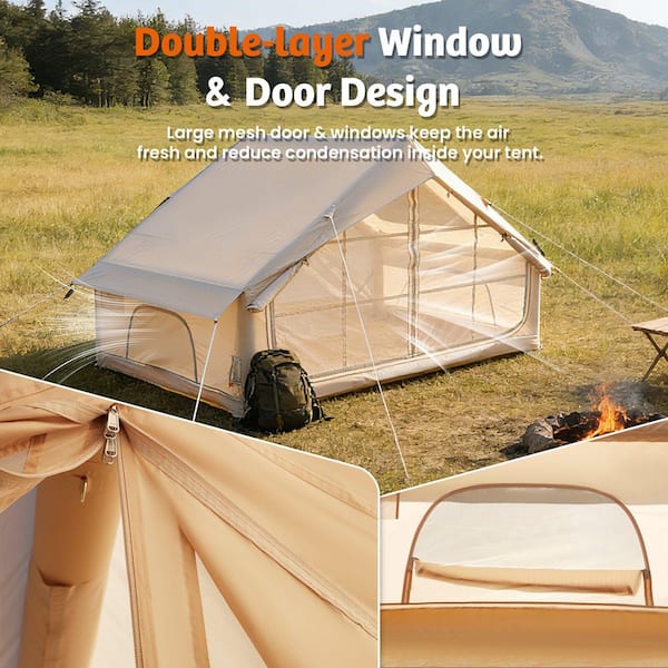 DSNAPE Inflatable Series 4-Person Oxford Camping Tent, 4-Season