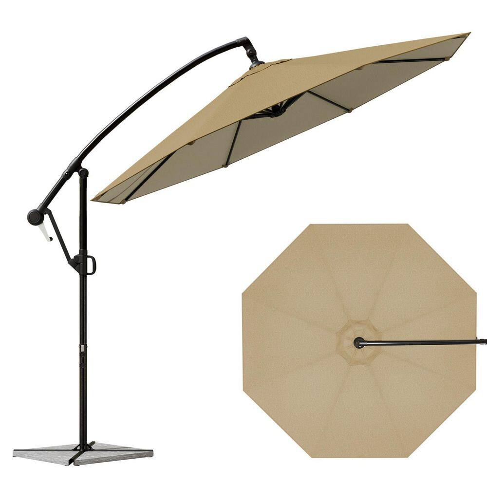 9.5 ft. Tiltable Rotating Banana Umbrella 360° Rotation Cantilever Patio U